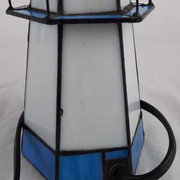 Vintage Tiffany Style-Stained Glass Light House Nightlight - 9.25" - Picture 4 of 8